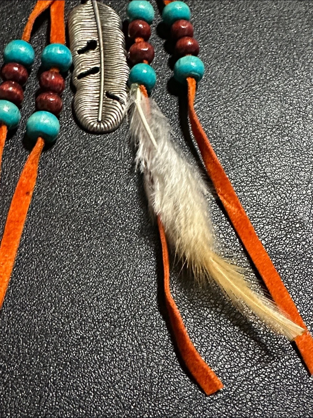 225.  Dream Catcher With Feathers & Wood Beads Key Chain / Bag Charm